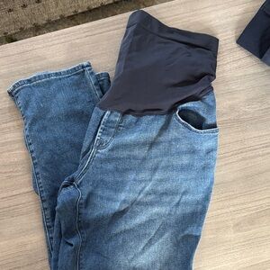 Women's Blue old navy full panel wow straight size 10 short maternity Jeans